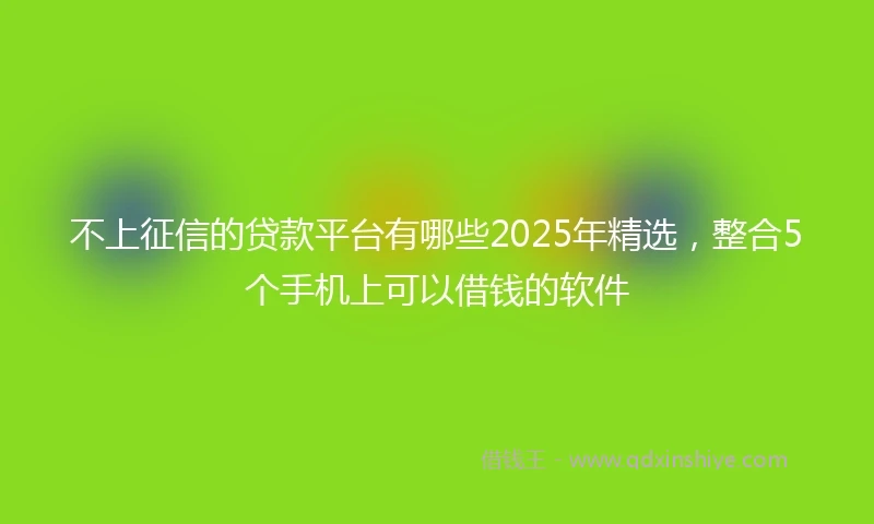 不上征信的贷款平台有哪些2025年精选,整合5个手机上可以借钱的软件