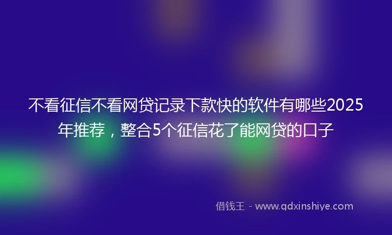 不看征信不看网贷记录下款快的软件有哪些2025年推荐，整合5个征信花了能网贷的口子
