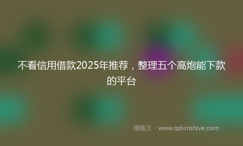 不看信用借款2025年推荐，整理五个高炮能下款的平台