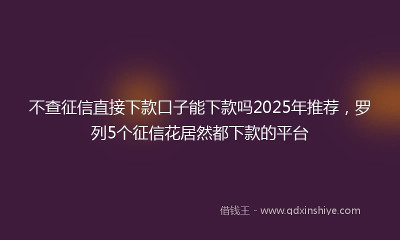 不查征信直接下款口子能下款吗2025年推荐，罗列5个征信花居然都下款的平台
