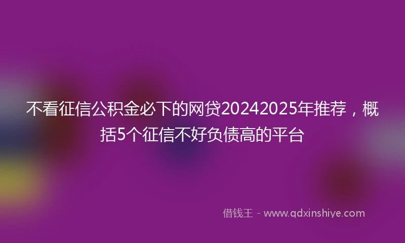 不看征信公积金必下的网贷20242025年推荐，概括5个征信不好负债高的平台