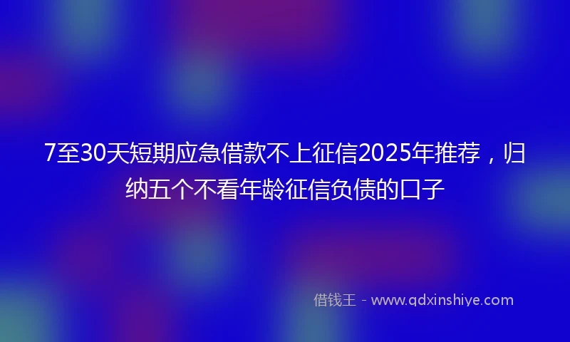 7至30天短期应急借款不上征信2025年推荐，归纳五个不看年龄征信负债的口子