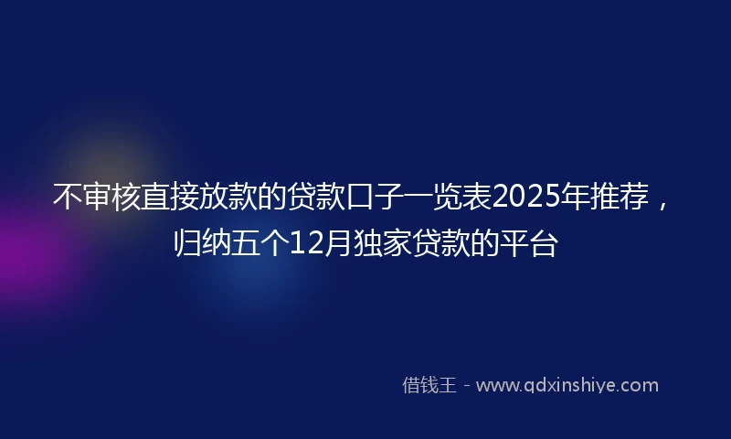 不审核直接放款的贷款口子一览表2025年推荐,归纳五个12月独家贷款的平台