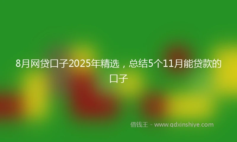 8月网贷口子2025年精选，总结5个11月能贷款的口子