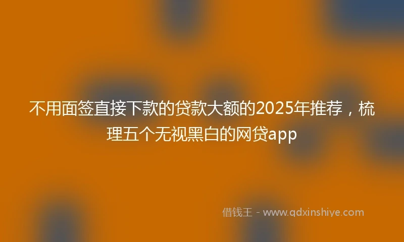 不用面签直接下款的贷款大额的2025年推荐，梳理五个无视黑白的网贷app