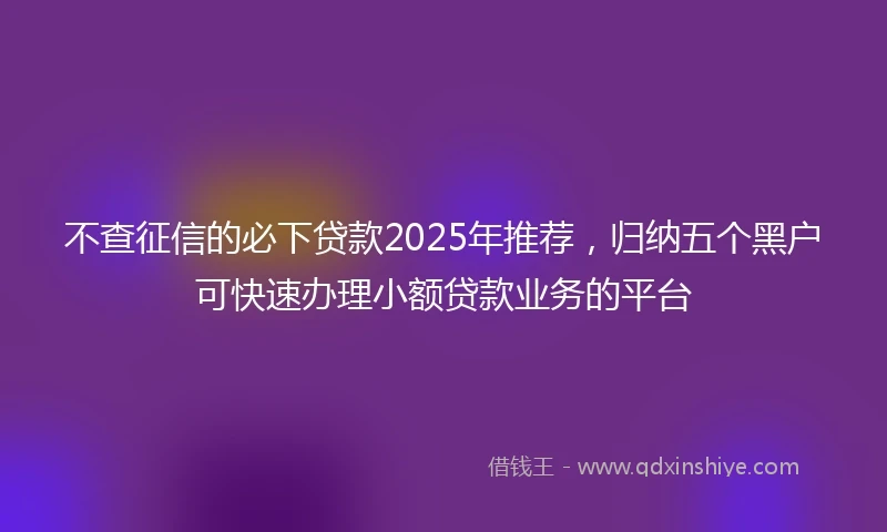 不查征信的必下贷款2025年推荐，归纳五个黑户可快速办理小额贷款业务的平台