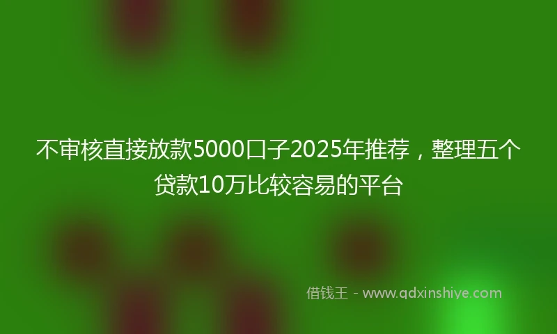 不审核直接放款5000口子2025年推荐，整理五个贷款10万比较容易的平台