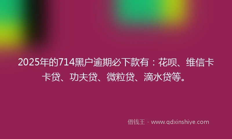2025年的714黑户逾期必下款有：花呗、维信卡卡贷、功夫贷、微粒贷、滴水贷等。