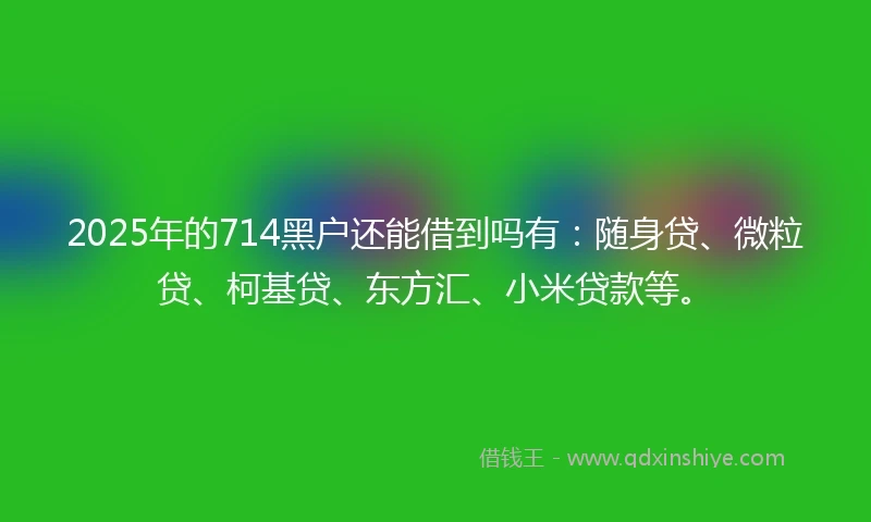 2025年的714黑户还能借到吗有:随身贷、微粒贷、柯基贷、东方汇、小米贷款等。