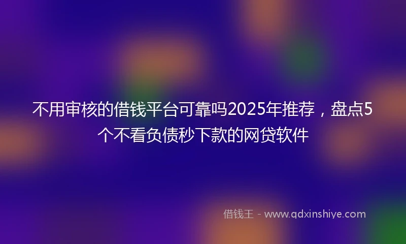 不用审核的借钱平台可靠吗2025年推荐，盘点5个不看负债秒下款的网贷软件
