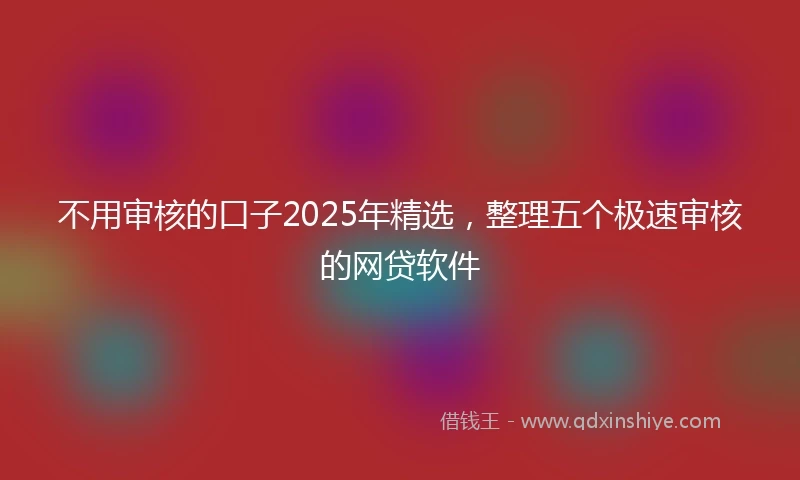 不用审核的口子2025年精选，整理五个极速审核的网贷软件