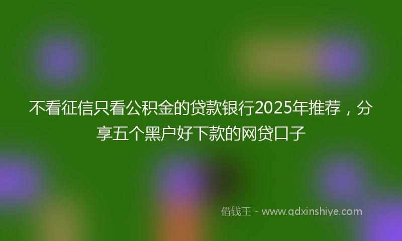 不看征信只看公积金的贷款银行2025年推荐，分享五个黑户好下款的网贷口子