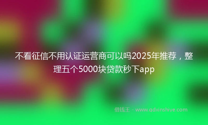 不看征信不用认证运营商可以吗2025年推荐，整理五个5000块贷款秒下app
