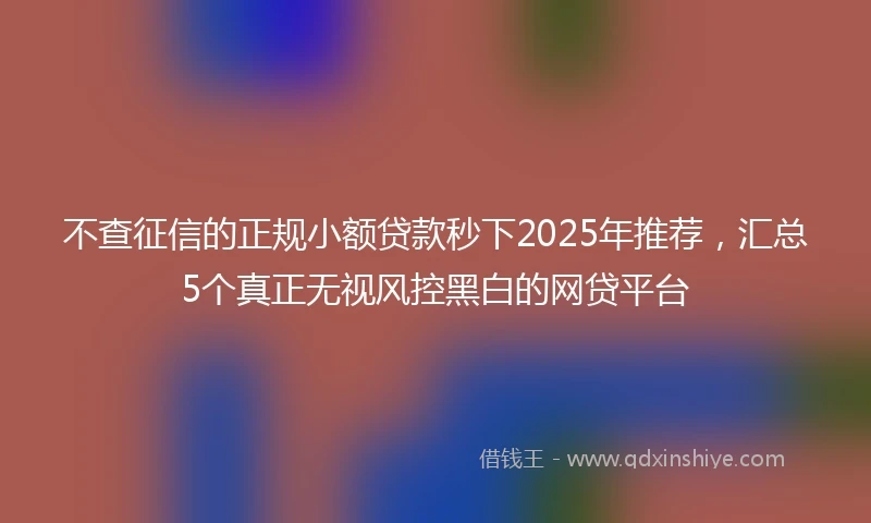 不查征信的正规小额贷款秒下2025年推荐，汇总5个真正无视风控黑白的网贷平台