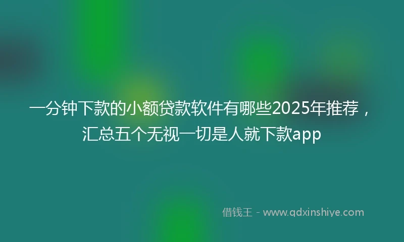 一分钟下款的小额贷款软件有哪些2025年推荐，汇总五个无视一切是人就下款app