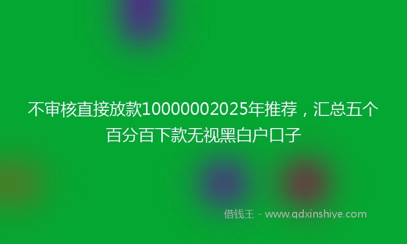 不审核直接放款10000002025年推荐，汇总五个百分百下款无视黑白户口子