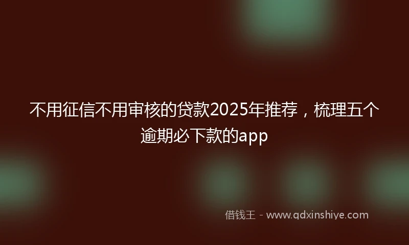 不用征信不用审核的贷款2025年推荐，梳理五个逾期必下款的app