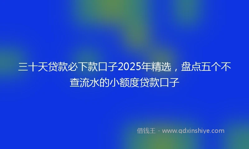 三十天贷款必下款口子2025年精选，盘点五个不查流水的小额度贷款口子
