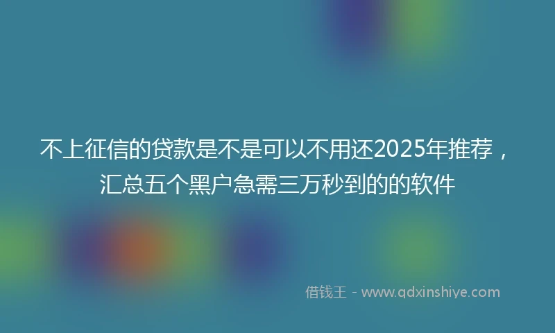 不上征信的贷款是不是可以不用还2025年推荐，汇总五个黑户急需三万秒到的的软件