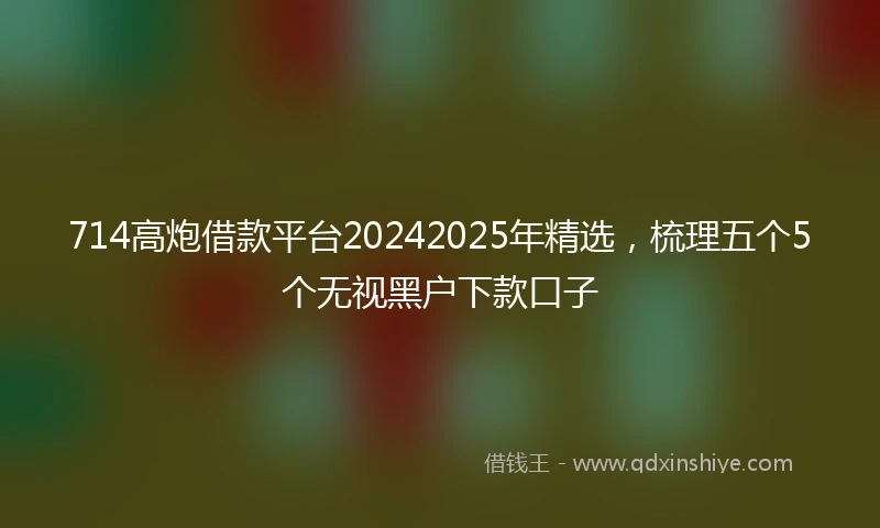 714高炮借款平台20242025年精选，梳理五个5个无视黑户下款口子