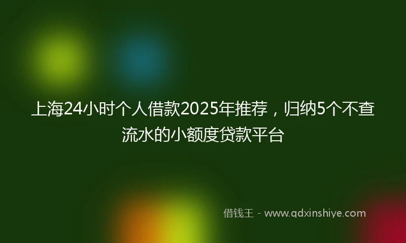 上海24小时个人借款2025年推荐,归纳5个不查流水的小额度贷款平台