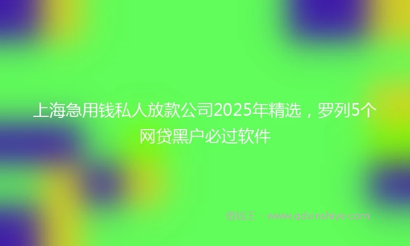 上海急用钱私人放款公司2025年精选，罗列5个网贷黑户必过软件