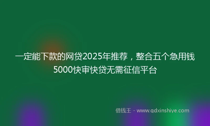一定能下款的网贷2025年推荐，整合五个急用钱5000快审快贷无需征信平台