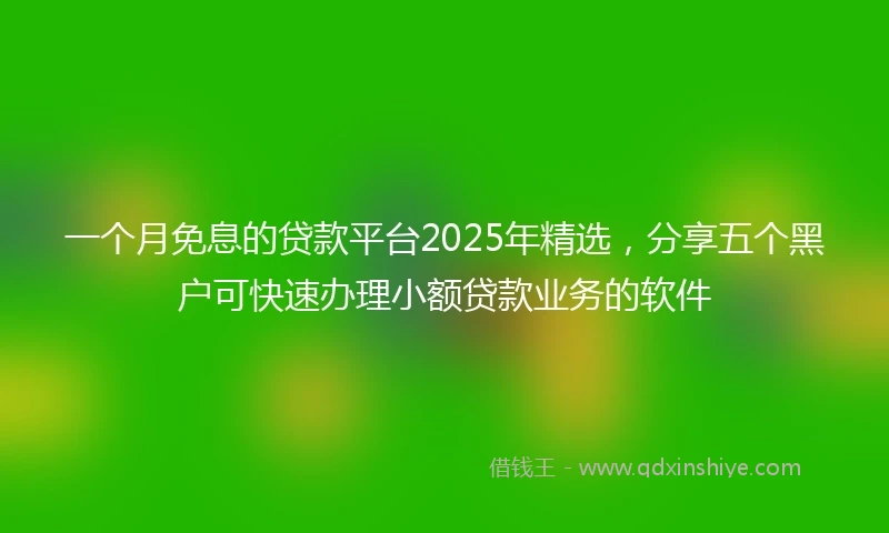 一个月免息的贷款平台2025年精选，分享五个黑户可快速办理小额贷款业务的软件