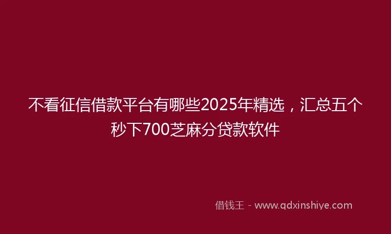 不看征信借款平台有哪些2025年精选，汇总五个秒下700芝麻分贷款软件