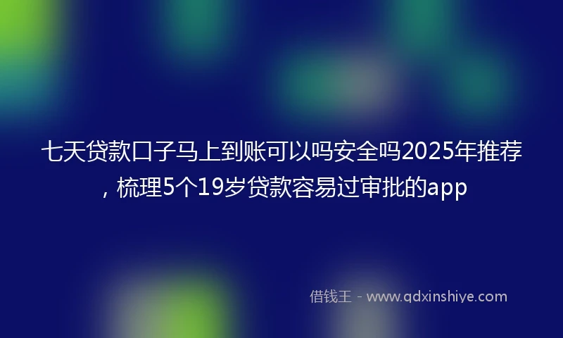 七天贷款口子马上到账可以吗安全吗2025年推荐，梳理5个19岁贷款容易过审批的app