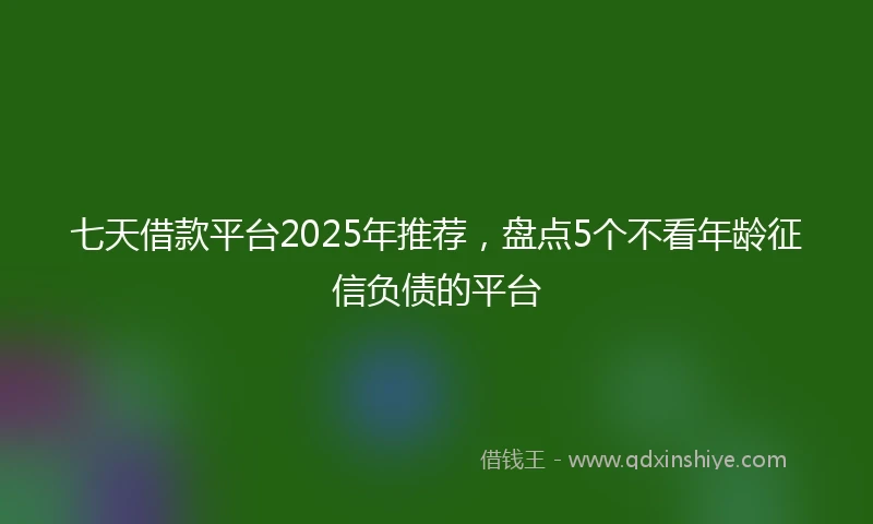七天借款平台2025年推荐，盘点5个不看年龄征信负债的平台