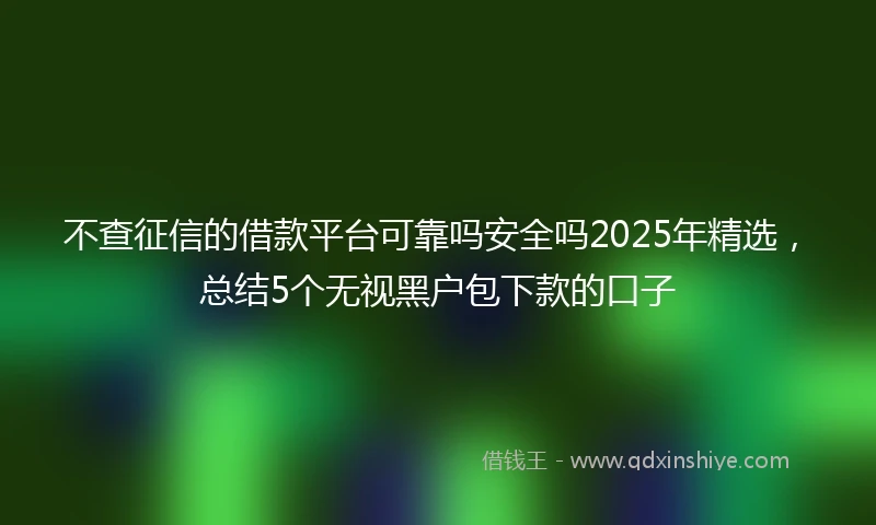 不查征信的借款平台可靠吗安全吗2025年精选,总结5个无视黑户包下款的口子