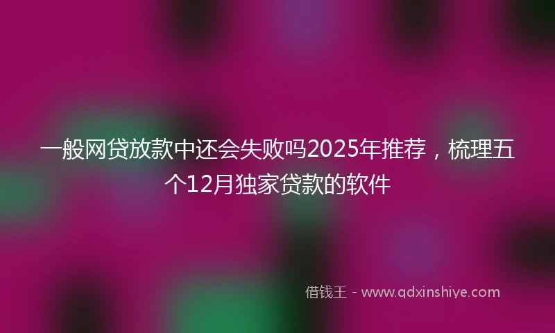 一般网贷放款中还会失败吗2025年推荐，梳理五个12月独家贷款的软件