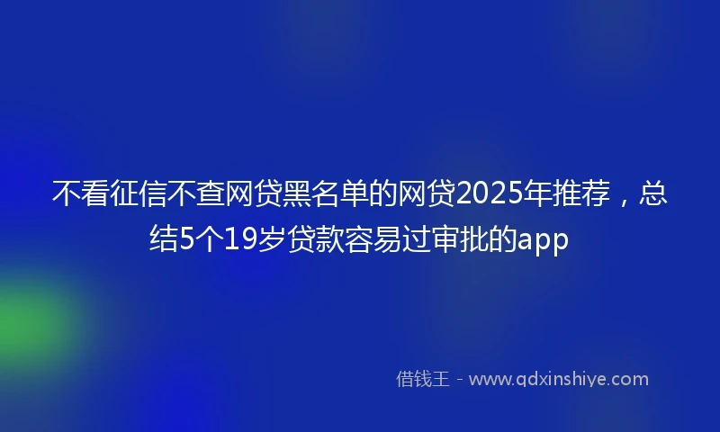 不看征信不查网贷黑名单的网贷2025年推荐，总结5个19岁贷款容易过审批的app