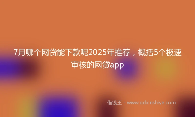 7月哪个网贷能下款呢2025年推荐，概括5个极速审核的网贷app