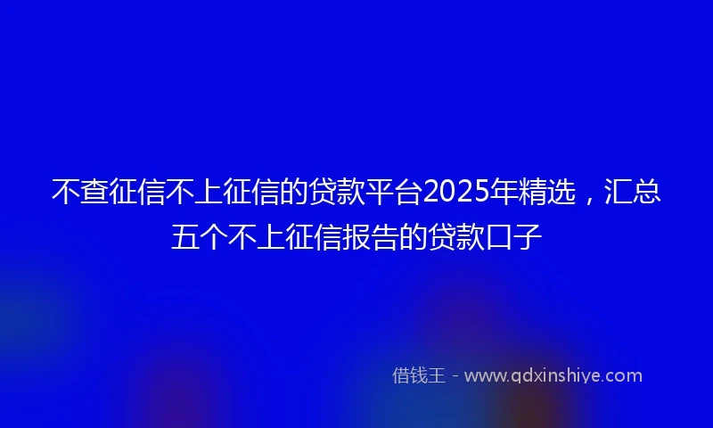 不查征信不上征信的贷款平台2025年精选，汇总五个不上征信报告的贷款口子