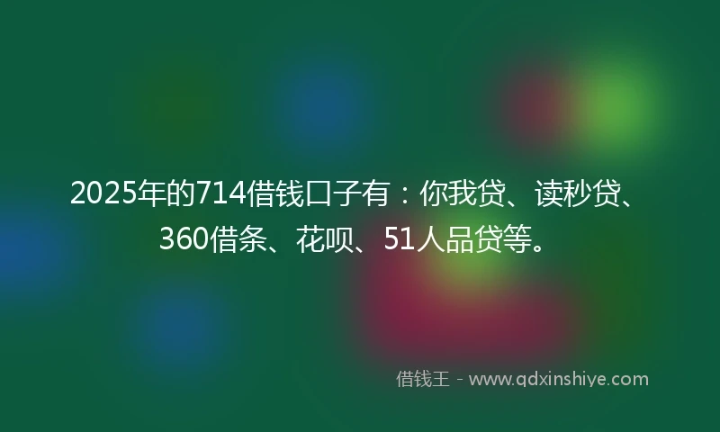 2025年的714借钱口子有：你我贷、读秒贷、360借条、花呗、51人品贷等。