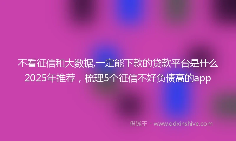 不看征信和大数据,一定能下款的贷款平台是什么2025年推荐，梳理5个征信不好负债高的app