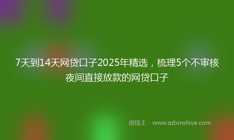 7天到14天网贷口子2025年精选，梳理5个不审核夜间直接放款的网贷口子