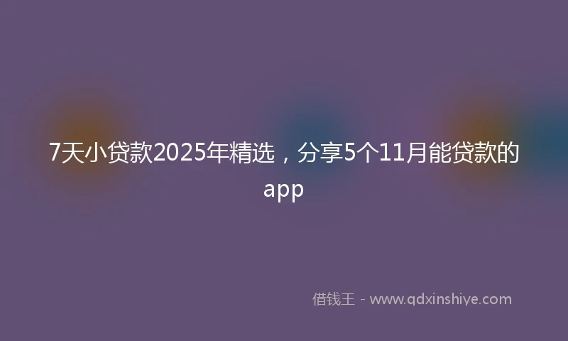 7天小贷款2025年精选，分享5个11月能贷款的app