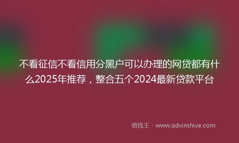 不看征信不看信用分黑户可以办理的网贷都有什么2025年推荐，整合五个2024最新贷款平台