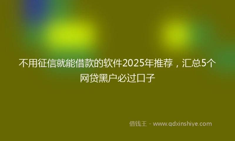 不用征信就能借款的软件2025年推荐，汇总5个网贷黑户必过口子