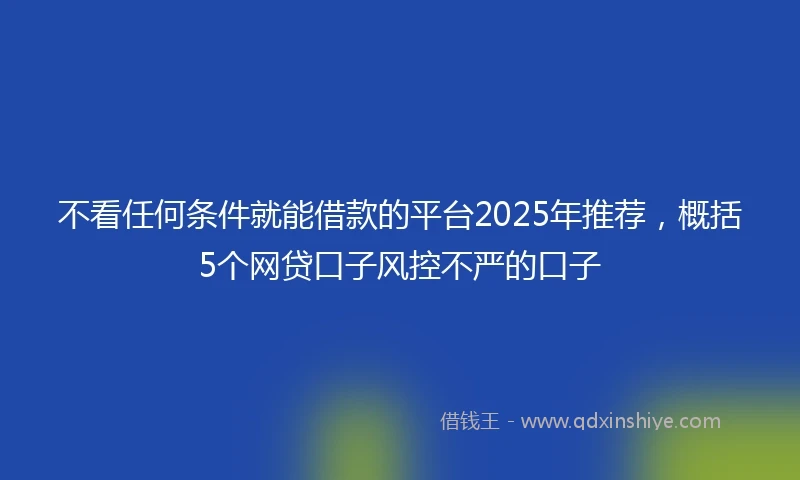 不看任何条件就能借款的平台2025年推荐，概括5个网贷口子风控不严的口子