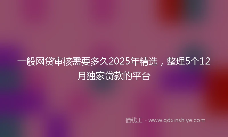 一般网贷审核需要多久2025年精选，整理5个12月独家贷款的平台