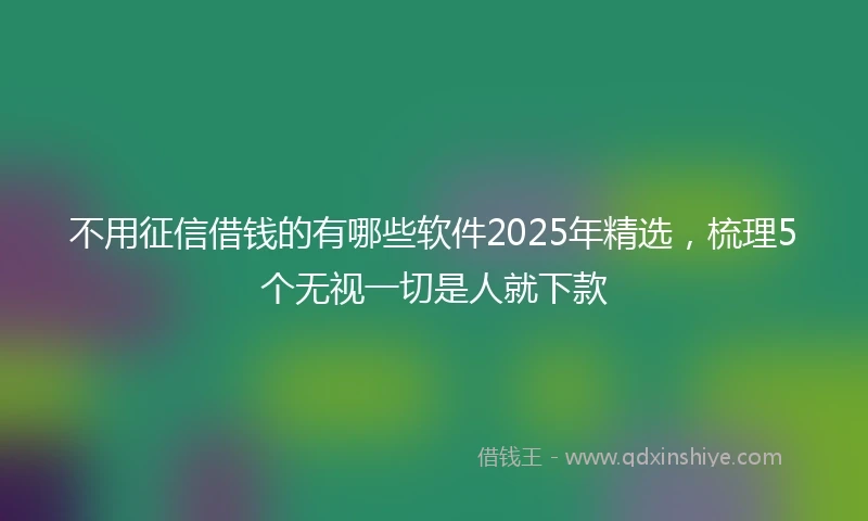 不用征信借钱的有哪些软件2025年精选，梳理5个无视一切是人就下款