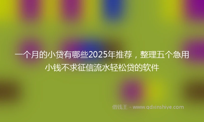 一个月的小贷有哪些2025年推荐，整理五个急用小钱不求征信流水轻松贷的软件