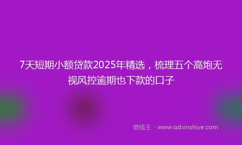 7天短期小额贷款2025年精选，梳理五个高炮无视风控逾期也下款的口子