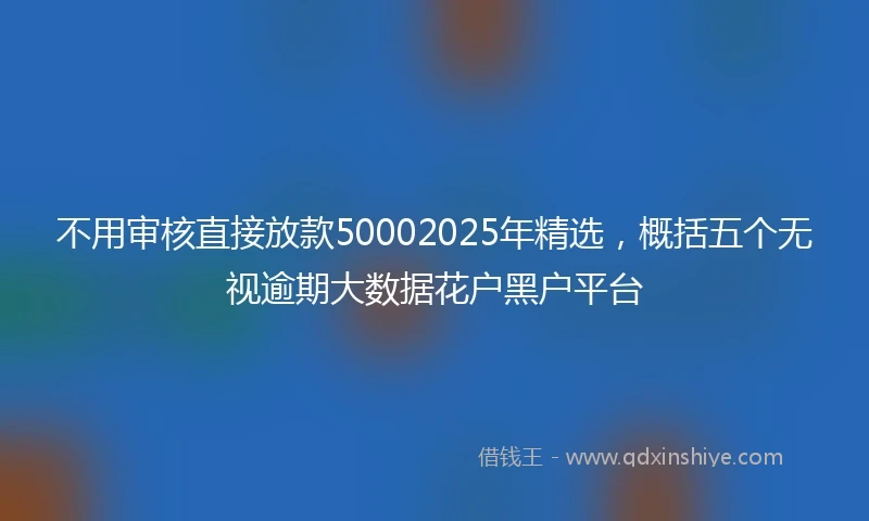 不用审核直接放款50002025年精选，概括五个无视逾期大数据花户黑户平台