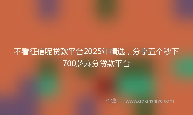 不看征信呢贷款平台2025年精选，分享五个秒下700芝麻分贷款平台