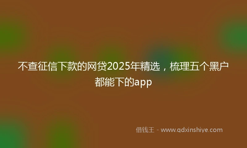 不查征信下款的网贷2025年精选，梳理五个黑户都能下的app